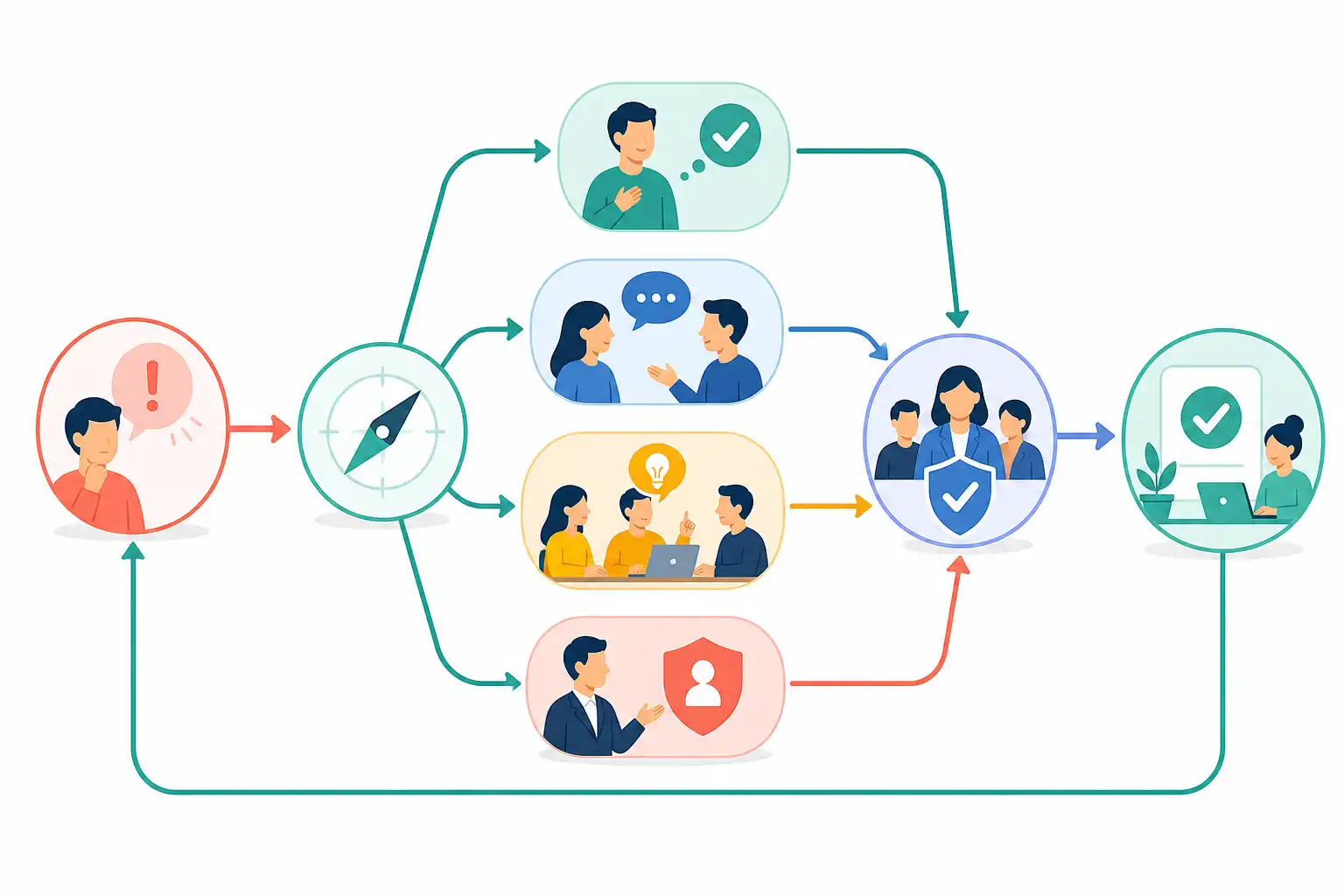 Infografik zu Eskalationswege im Team klären: Workshop für schnelle Entscheidungen ohne Schuldzuweisungen (KI-generiert)