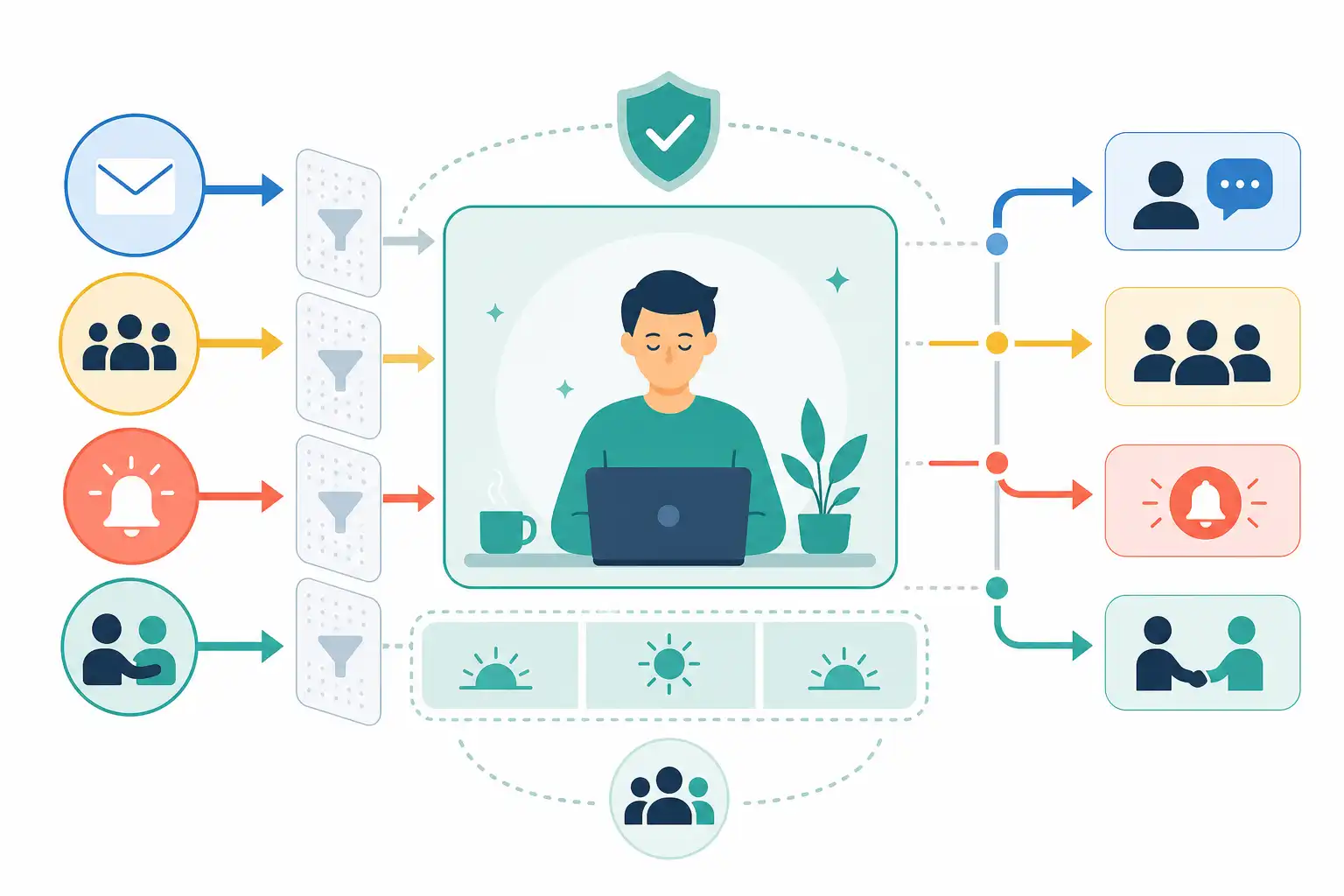Infografik zu Fokuszeiten im Team klären: Workshop gegen Unterbrechungen und Erreichbarkeitsdruck (KI-generiert)