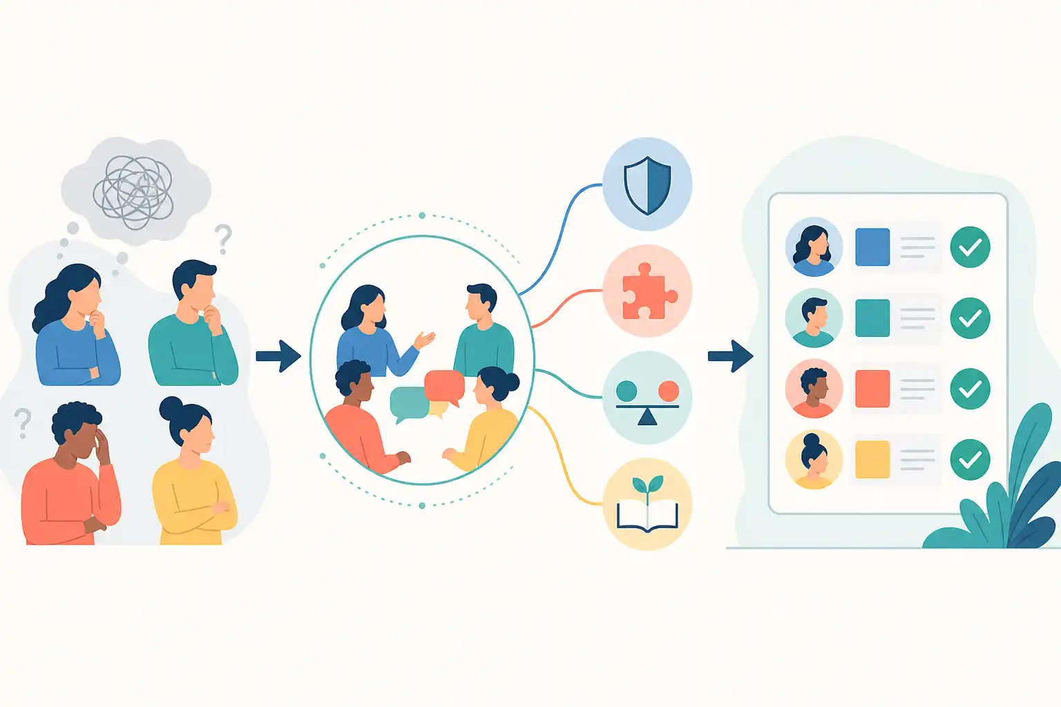 Infografik zu KI-Ängste im Team besprechen: Workshop für einen konstruktiven Umgang mit Veränderung (KI-generiert)