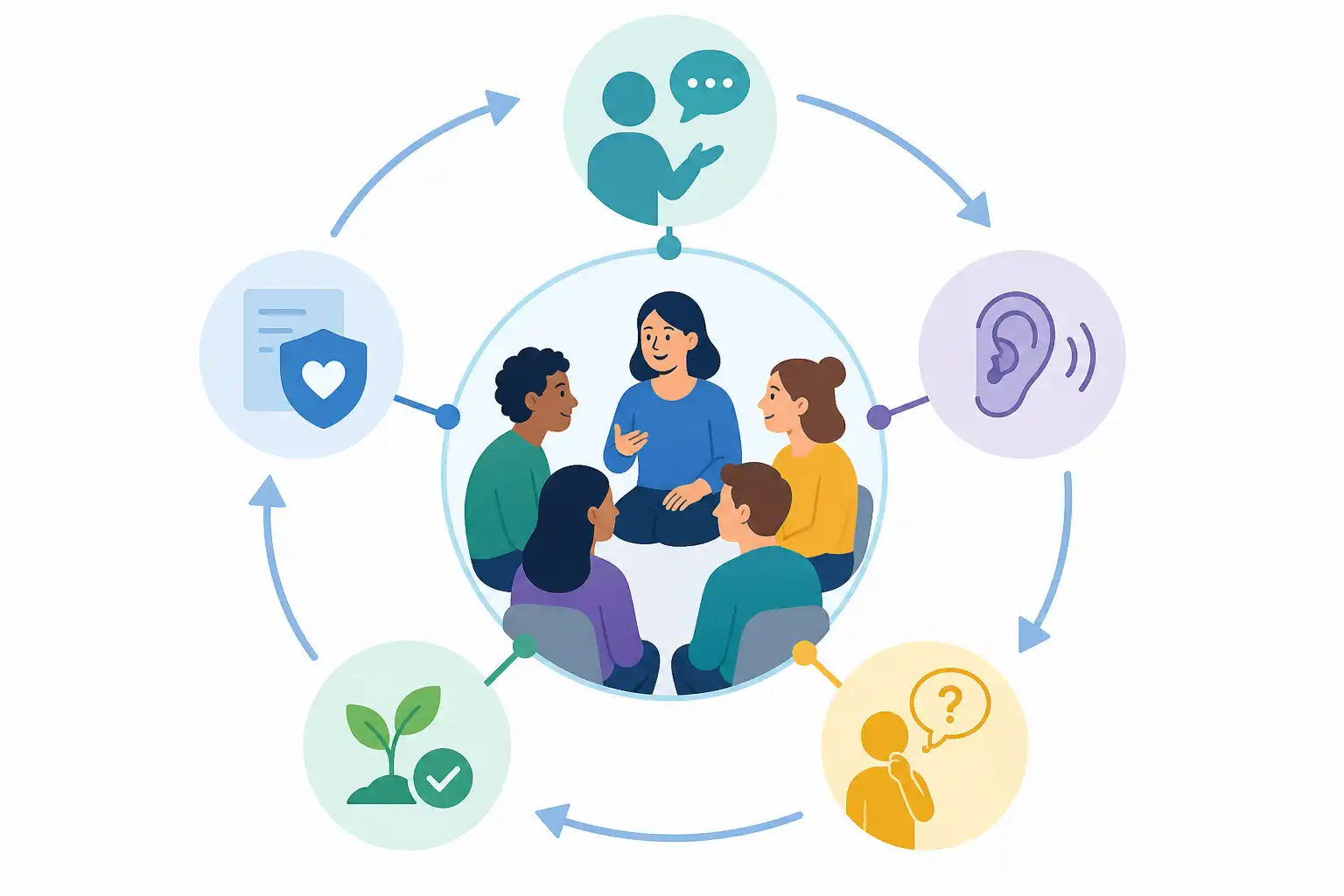 Infografik zu Psychologische Sicherheit im Team stärken: Workshop für offene Zusammenarbeit (KI-generiert)