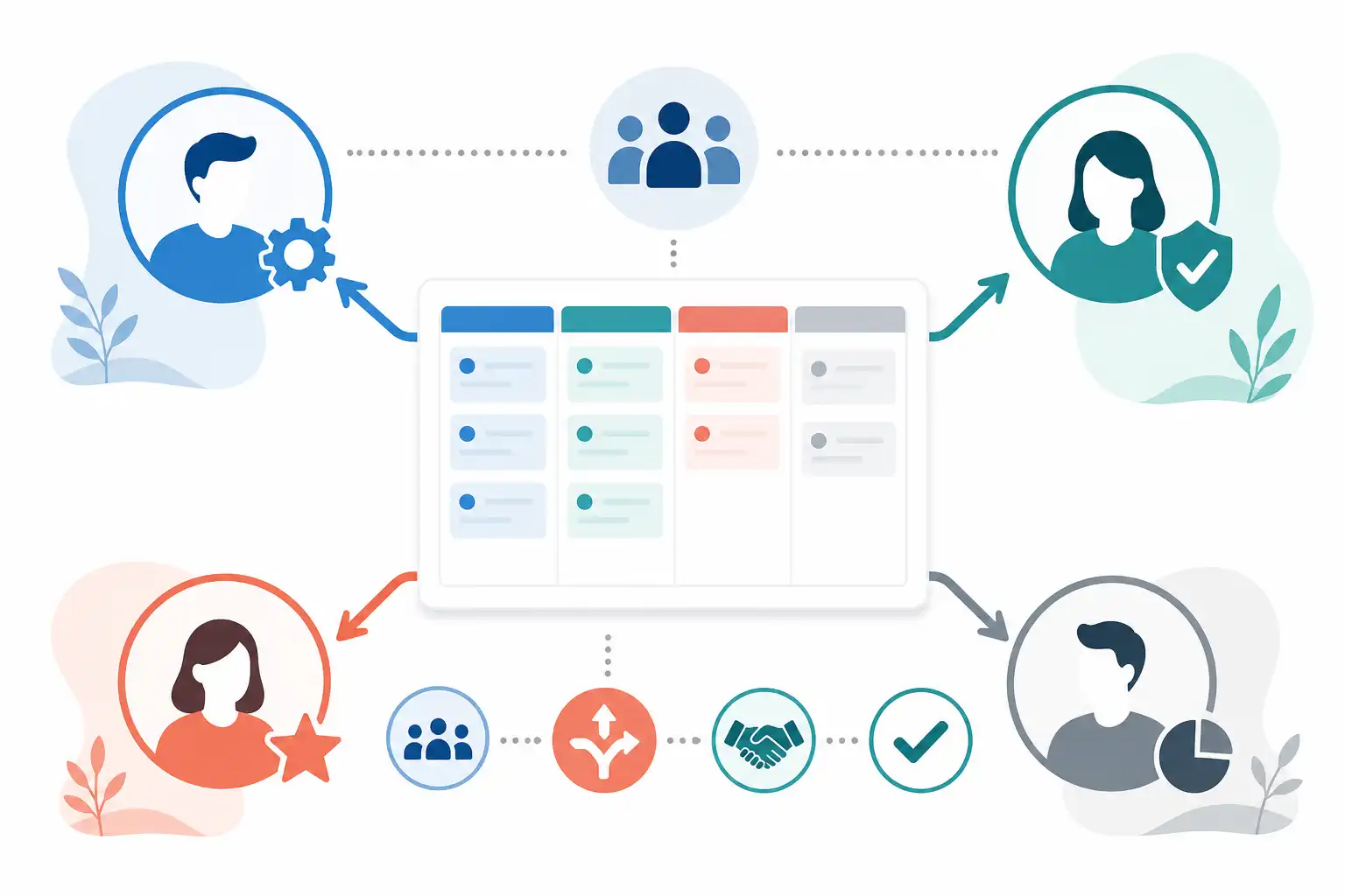 Infografik zu Rollen und Verantwortlichkeiten im Team klären: Workshop mit RACI-Matrix (KI-generiert)